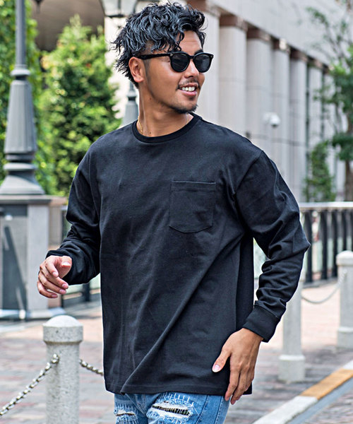 CavariA（キャバリア）の「『CavariA/キャバリア』USAコットンビッグシルエットクルーネック長袖Tシャツ（Tシャツ/カットソー・メンズ・パープル/ブラック/ホワイト/テラコッタ/ワイン/ブルー系その他/ブラック×ホワイト/サックスブルー/ピンク/カーキ/グレー/ネイビー/オレンジ/ベージュ/イエロー/ラベンダー/クリーム/ミント/ダークベージュ・M/L）」の3枚目の写真