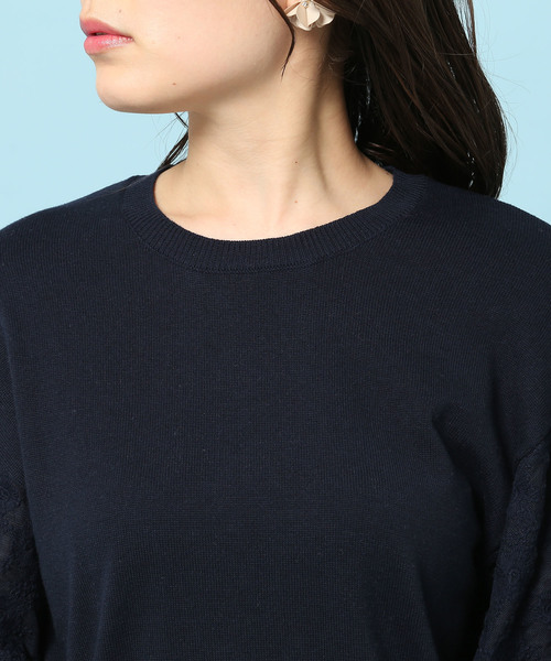 ROPE' PICNIC（ロペピクニック）の「【WEB限定】袖レース重ねプルオーバー（ニット/セーター・レディース・ホワイト/ライトグレー/ネイビー・38）」の9枚目の写真