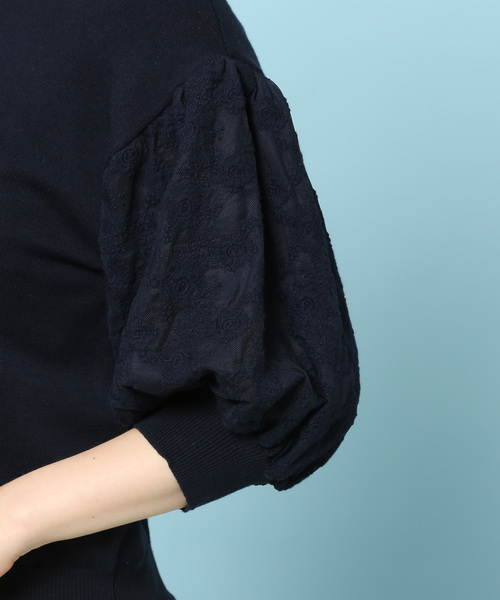 ROPE' PICNIC（ロペピクニック）の「【WEB限定】袖レース重ねプルオーバー（ニット/セーター・レディース・ホワイト/ライトグレー/ネイビー・38）」の14枚目の写真