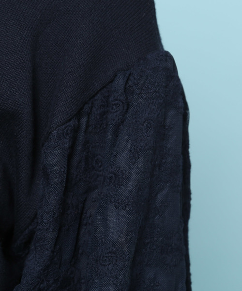 ROPE' PICNIC（ロペピクニック）の「【WEB限定】袖レース重ねプルオーバー（ニット/セーター・レディース・ホワイト/ライトグレー/ネイビー・38）」の8枚目の写真