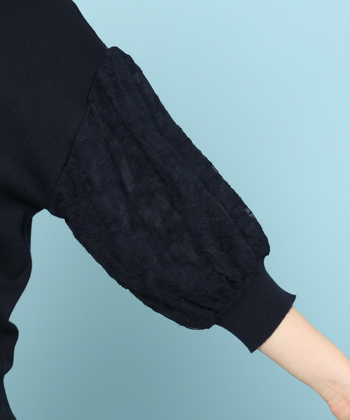 ROPE' PICNIC（ロペピクニック）の「【WEB限定】袖レース重ねプルオーバー（ニット/セーター・レディース・ホワイト/ライトグレー/ネイビー・38）」の13枚目の写真