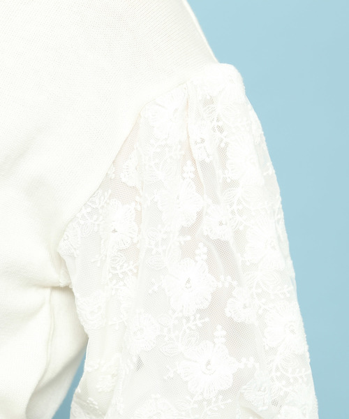 ROPE' PICNIC（ロペピクニック）の「【WEB限定】袖レース重ねプルオーバー（ニット/セーター・レディース・ホワイト/ライトグレー/ネイビー・38）」の5枚目の写真