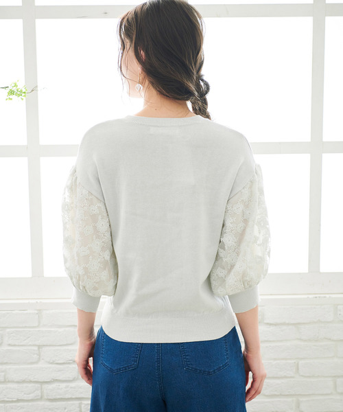 ROPE' PICNIC（ロペピクニック）の「【WEB限定】袖レース重ねプルオーバー（ニット/セーター・レディース・ホワイト/ライトグレー/ネイビー・38）」の22枚目の写真