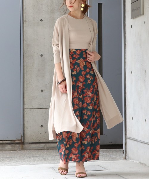 Liesse（リエス）の「レトロペーズリーフラワープリントゴムスカート（スカート・レディース・ベージュ系その他/グリーン系その他・FREE）」の16枚目の写真