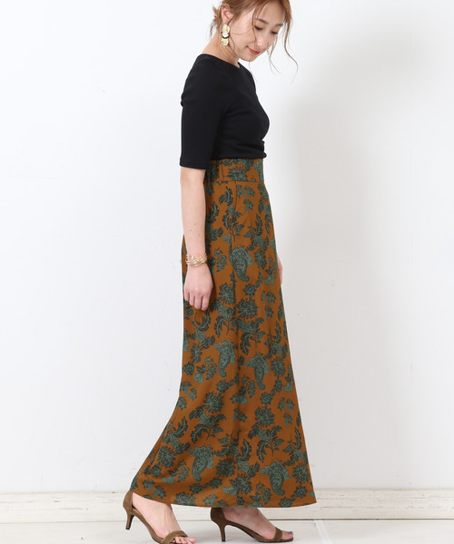 Liesse（リエス）の「レトロペーズリーフラワープリントゴムスカート（スカート・レディース・ベージュ系その他/グリーン系その他・FREE）」の11枚目の写真