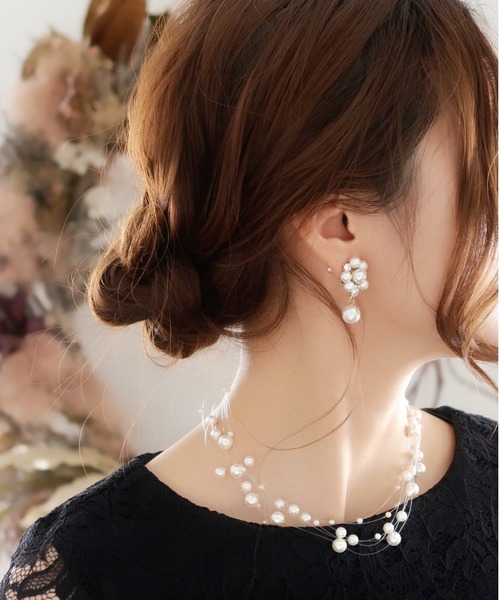 Cupid Heart（キューピッドハート）の「【Cupid Heart】結婚式アクセサリー バブルパールネックレス（ネックレス・レディース・ホワイト・MEDIUM）」の5枚目の写真