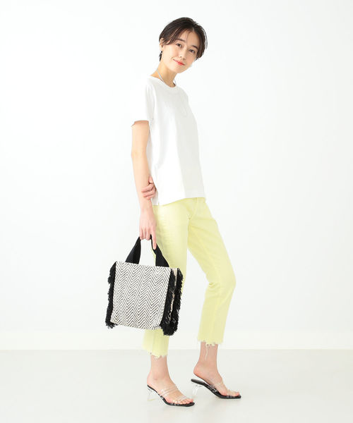 Ray BEAMS（レイビームス）の「Lilas Campbell / ヘリンボーン フリンジ バッグ（トートバッグ・レディース・ブラック/ブラウン・ONE SIZE）」の3枚目の写真