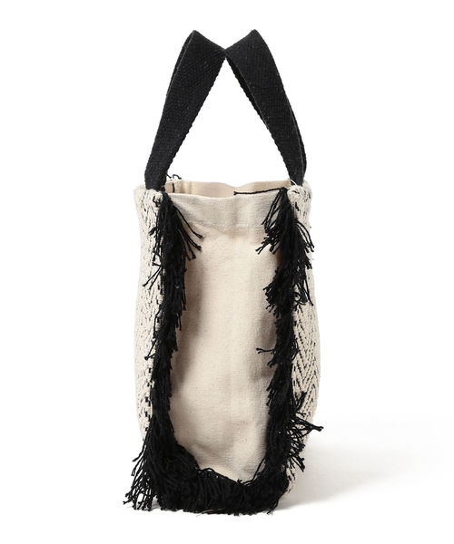 Ray BEAMS（レイビームス）の「Lilas Campbell / ヘリンボーン フリンジ バッグ（トートバッグ・レディース・ブラック/ブラウン・ONE SIZE）」の5枚目の写真