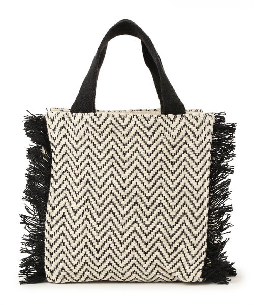 Ray BEAMS（レイビームス）の「Lilas Campbell / ヘリンボーン フリンジ バッグ（トートバッグ・レディース・ブラック/ブラウン・ONE SIZE）」の12枚目の写真