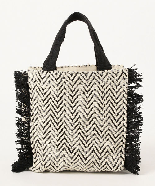 Ray BEAMS（レイビームス）の「Lilas Campbell / ヘリンボーン フリンジ バッグ（トートバッグ・レディース・ブラック/ブラウン・ONE SIZE）」の14枚目の写真