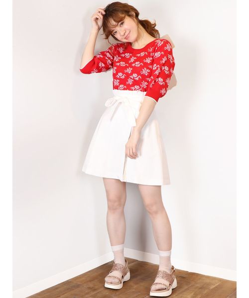 dazzlin（ダズリン）の「フラワージャカードバックリボンニット（ニット/セーター・レディース・ベージュ/ネイビー/レッド・FREE）」の10枚目の写真