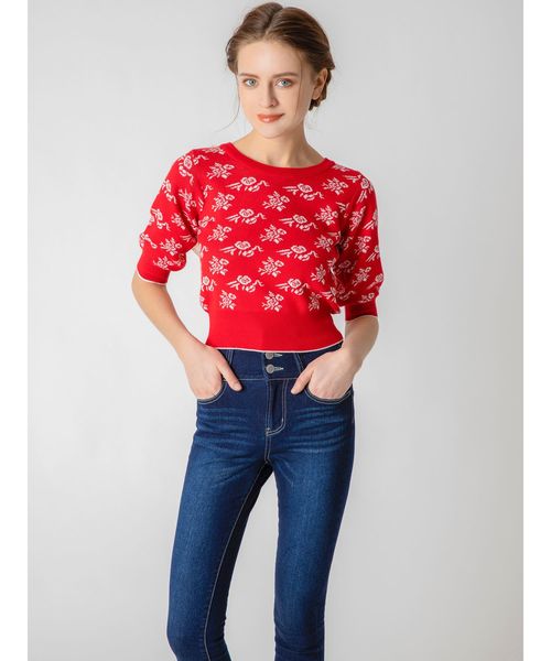 dazzlin（ダズリン）の「フラワージャカードバックリボンニット（ニット/セーター・レディース・ベージュ/ネイビー/レッド・FREE）」の17枚目の写真