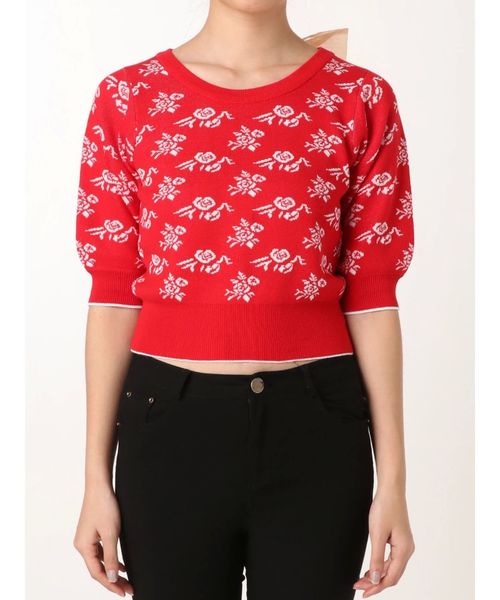 dazzlin（ダズリン）の「フラワージャカードバックリボンニット（ニット/セーター・レディース・ベージュ/ネイビー/レッド・FREE）」の19枚目の写真