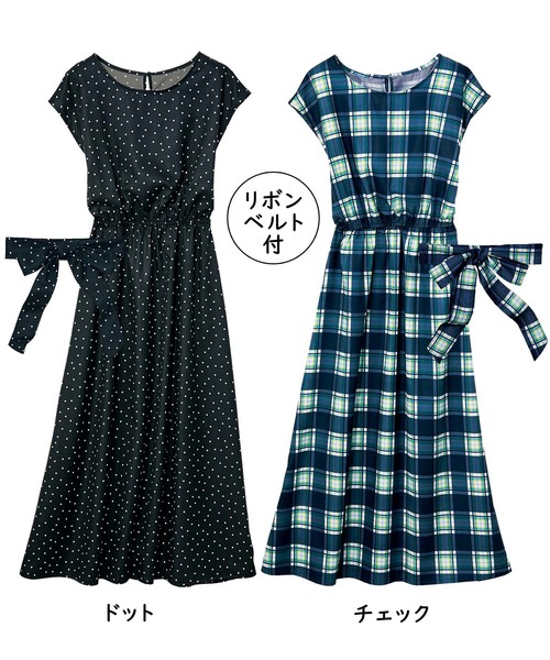 GeeRA(ジーラ)の「ウエストゴムロングワンピース(ワンピース・レディース・ネイビー/ドット/チェック/その他・X-LARGE/LARGE/MEDIUM/SMALL)」の8枚目の写真