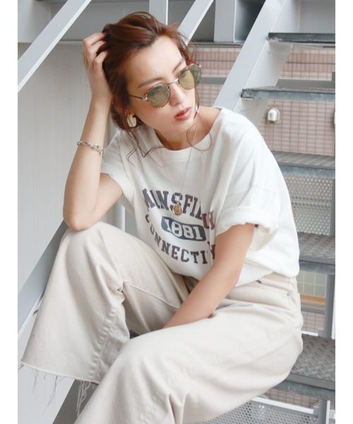 Ungrid（アングリッド）の「リメイクビッグTee（Tシャツ/カットソー・レディース・ネイビー/レッド/オフホワイト・FREE）」の2枚目の写真