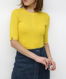 クルーネックショートスリーブニット