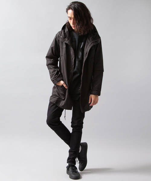 MONKEY TIME（モンキータイム）の「MT∴ コットン/ツイル 2WAY フーデッドコート§（ナイロンジャケット・メンズ・オフホワイト/ブラック・SMALL/MEDIUM/LARGE）」の8枚目の写真