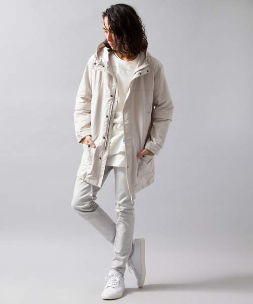 MONKEY TIME（モンキータイム）の「MT∴ コットン/ツイル 2WAY フーデッドコート§（ナイロンジャケット・メンズ・オフホワイト/ブラック・SMALL/MEDIUM/LARGE）」の9枚目の写真