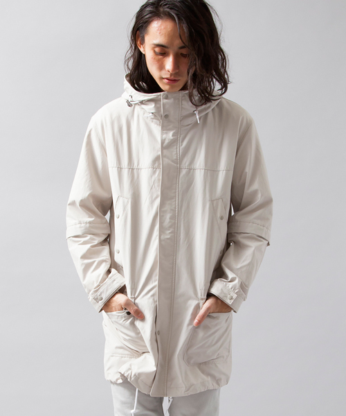 MONKEY TIME（モンキータイム）の「MT∴ コットン/ツイル 2WAY フーデッドコート§（ナイロンジャケット・メンズ・オフホワイト/ブラック・SMALL/MEDIUM/LARGE）」の3枚目の写真
