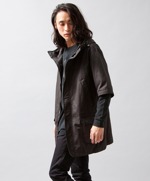 MONKEY TIME（モンキータイム）の「MT∴ コットン/ツイル 2WAY フーデッドコート§（ナイロンジャケット・メンズ・オフホワイト/ブラック・SMALL/MEDIUM/LARGE）」の10枚目の写真