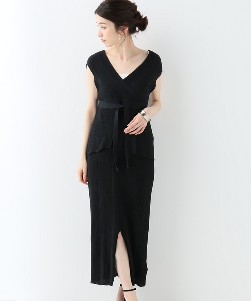SLOBE IENA(スローブイエナ)の「SLOBE IENA Fi.m カシュクールワンピース(ワンピース・レディース・ライトグレー/ブラック/オリーブ・FREE)」の2枚目の写真