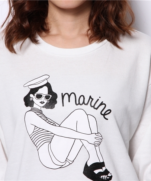 WEGO（ウィゴー）の「WEGO/マリンガール5分袖スウェット（スウェット・レディース・オフホワイト/ホワイト系その他/ブルー/ピンク・FREE）」の8枚目の写真