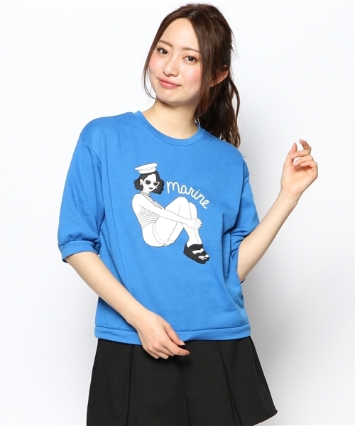 WEGO（ウィゴー）の「WEGO/マリンガール5分袖スウェット（スウェット・レディース・オフホワイト/ホワイト系その他/ブルー/ピンク・FREE）」の12枚目の写真