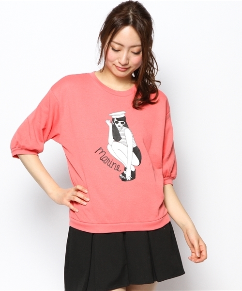 WEGO（ウィゴー）の「WEGO/マリンガール5分袖スウェット（スウェット・レディース・オフホワイト/ホワイト系その他/ブルー/ピンク・FREE）」の13枚目の写真