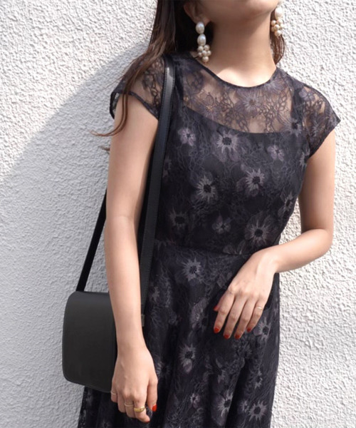 kaene（カエン）の「アシメヘム総レースワンピース（ドレス・レディース・グレー/グリーン・38/36）」の8枚目の写真