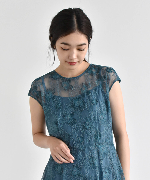 kaene（カエン）の「アシメヘム総レースワンピース（ドレス・レディース・グレー/グリーン・38/36）」の21枚目の写真