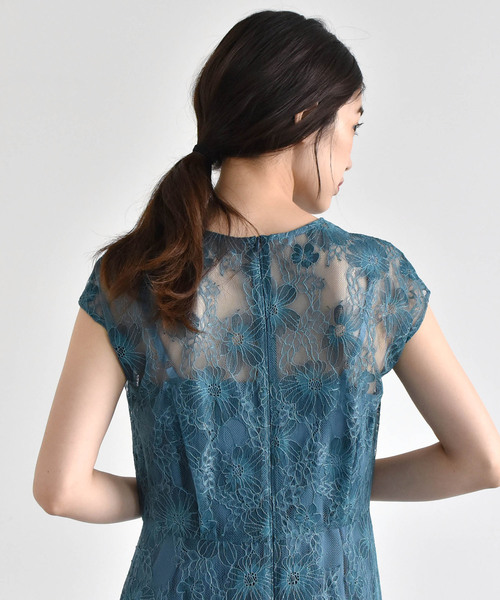 kaene（カエン）の「アシメヘム総レースワンピース（ドレス・レディース・グレー/グリーン・38/36）」の20枚目の写真