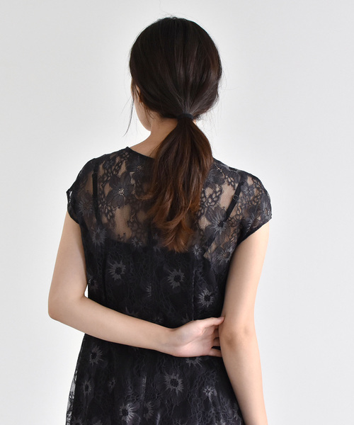 kaene（カエン）の「アシメヘム総レースワンピース（ドレス・レディース・グレー/グリーン・38/36）」の15枚目の写真