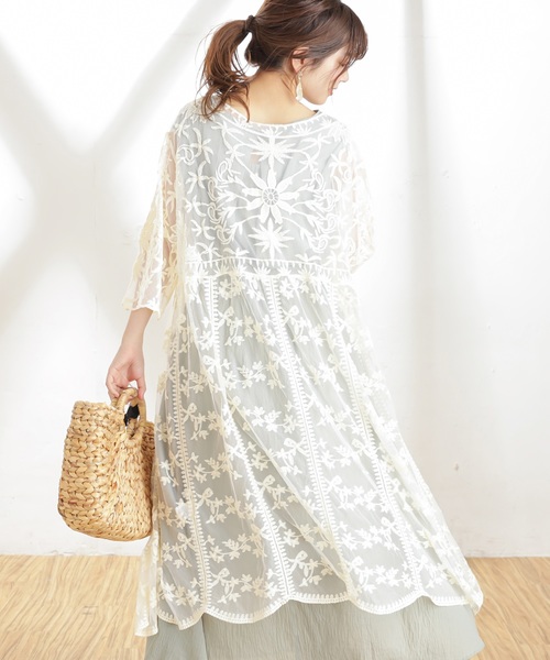 natural couture（ナチュラルクチュール）の「ヴィンテージレースガウン（シャツ/ブラウス・レディース・ピンク/オフホワイト/ベージュ・FREE）」の4枚目の写真