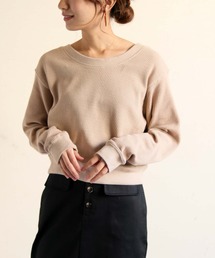 【HER CLOSET】ハニカムワッフルUネックプルオーバー
