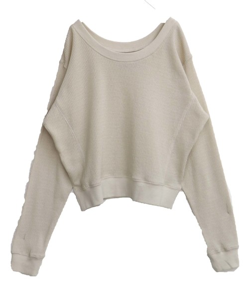 HER CLOSET(ハークローゼット)の「【HER CLOSET】ハニカムワッフルUネックプルオーバー(Tシャツ/カットソー・レディース・アイボリー/チャコールグレー/ブラック/ベージュ/ブラウン・M)」の10枚目の写真