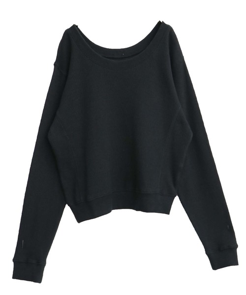 HER CLOSET(ハークローゼット)の「【HER CLOSET】ハニカムワッフルUネックプルオーバー(Tシャツ/カットソー・レディース・アイボリー/チャコールグレー/ブラック/ベージュ/ブラウン・M)」の11枚目の写真