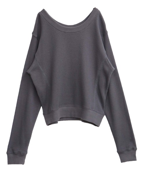 HER CLOSET(ハークローゼット)の「【HER CLOSET】ハニカムワッフルUネックプルオーバー(Tシャツ/カットソー・レディース・アイボリー/チャコールグレー/ブラック/ベージュ/ブラウン・M)」の12枚目の写真