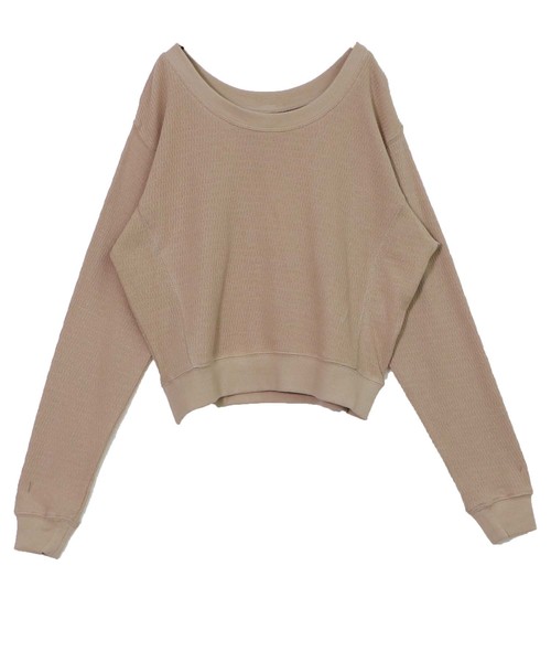 HER CLOSET(ハークローゼット)の「【HER CLOSET】ハニカムワッフルUネックプルオーバー(Tシャツ/カットソー・レディース・アイボリー/チャコールグレー/ブラック/ベージュ/ブラウン・M)」の14枚目の写真