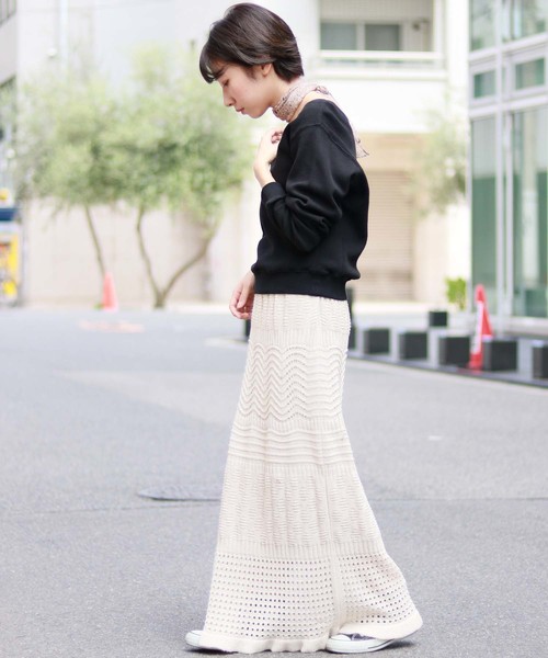 HER CLOSET(ハークローゼット)の「【HER CLOSET】ハニカムワッフルUネックプルオーバー(Tシャツ/カットソー・レディース・アイボリー/チャコールグレー/ブラック/ベージュ/ブラウン・M)」の15枚目の写真