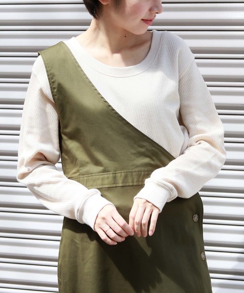 HER CLOSET(ハークローゼット)の「【HER CLOSET】ハニカムワッフルUネックプルオーバー(Tシャツ/カットソー・レディース・アイボリー/チャコールグレー/ブラック/ベージュ/ブラウン・M)」の20枚目の写真