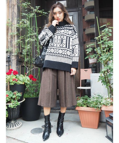 EVRIS（エヴリス）の「ハンドライクジャカードニット（ニット/セーター・レディース・ホワイト/ブラック/ブラウン・FREE）」の8枚目の写真