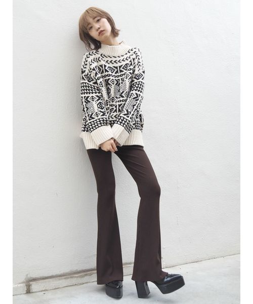 EVRIS（エヴリス）の「ハンドライクジャカードニット（ニット/セーター・レディース・ホワイト/ブラック/ブラウン・FREE）」の12枚目の写真