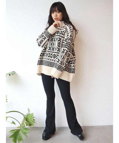 EVRIS（エヴリス）の「ハンドライクジャカードニット（ニット/セーター・レディース・ホワイト/ブラック/ブラウン・FREE）」の16枚目の写真