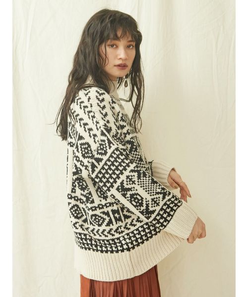 EVRIS（エヴリス）の「ハンドライクジャカードニット（ニット/セーター・レディース・ホワイト/ブラック/ブラウン・FREE）」の19枚目の写真