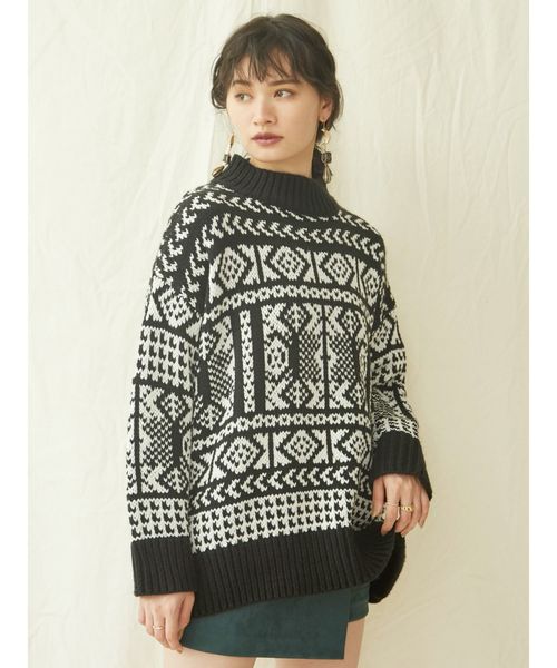 EVRIS（エヴリス）の「ハンドライクジャカードニット（ニット/セーター・レディース・ホワイト/ブラック/ブラウン・FREE）」の22枚目の写真