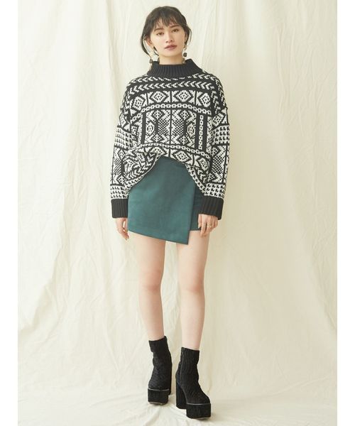 EVRIS（エヴリス）の「ハンドライクジャカードニット（ニット/セーター・レディース・ホワイト/ブラック/ブラウン・FREE）」の21枚目の写真