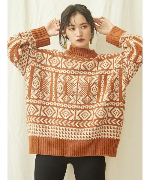 EVRIS（エヴリス）の「ハンドライクジャカードニット（ニット/セーター・レディース・ホワイト/ブラック/ブラウン・FREE）」の20枚目の写真