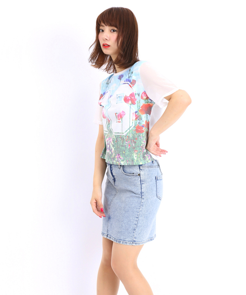 WEGO（ウィゴー）の「WEGO/デニムハイウエストタイトスカート（デニムスカート・レディース・ホワイト/インディゴブルー/ダークインディゴブルー・FREE）」の2枚目の写真