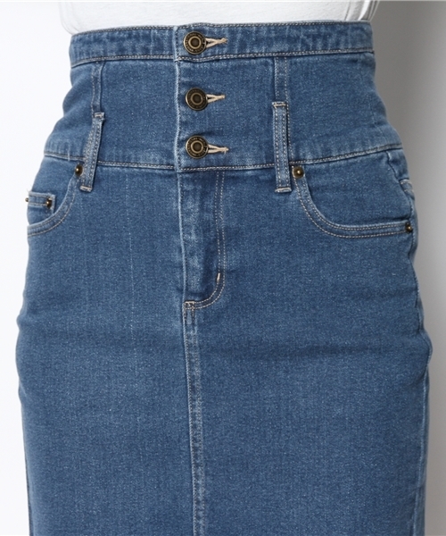 WEGO（ウィゴー）の「WEGO/デニムハイウエストタイトスカート（デニムスカート・レディース・ホワイト/インディゴブルー/ダークインディゴブルー・FREE）」の10枚目の写真