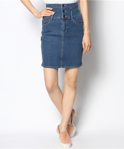 WEGO（ウィゴー）の「WEGO/デニムハイウエストタイトスカート（デニムスカート・レディース・ホワイト/インディゴブルー/ダークインディゴブルー・FREE）」の12枚目の写真